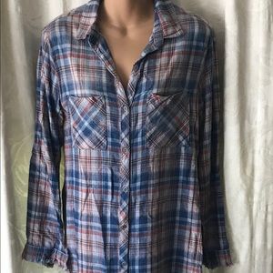 Cloth & Stone long flannel shirt or dress SZ S